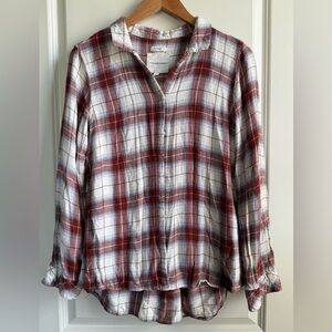 Thread & Supply Red and White Plaid Button-Down Shirt Women’s Size Large